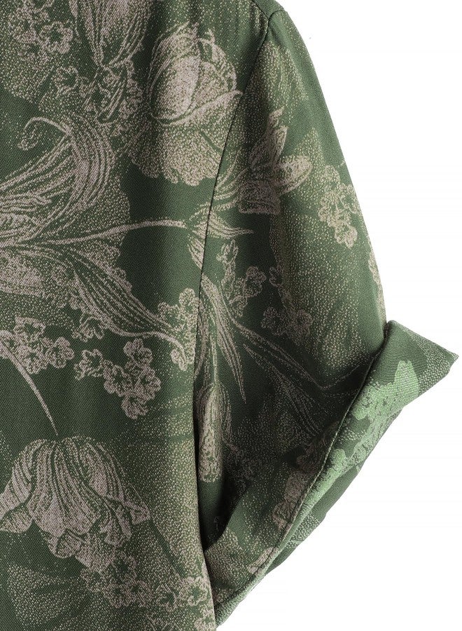 JOTOOK Mens Hawaiian Shirt Short Sleeve Button Down Tropical Shirts Casual Floral Summer Beach Shirt X-Large ArmyGreen - Image 4
